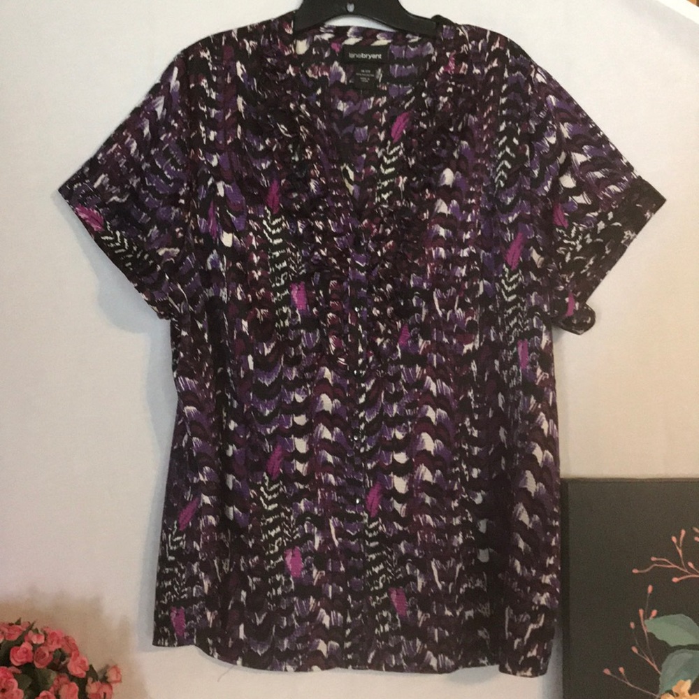 Button Down Blouse. Abstract Print.